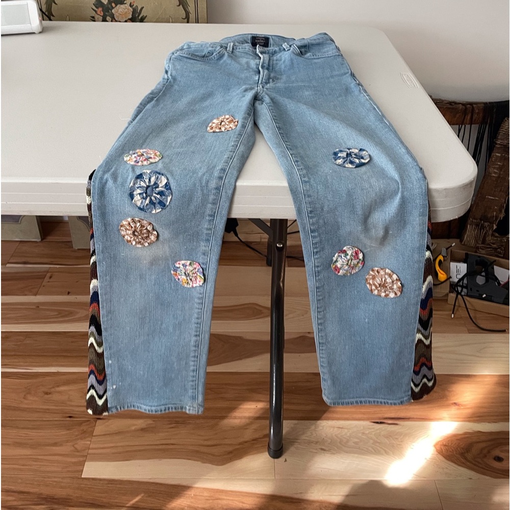 Citizens for humanity jeans….repurposed to bell bottom.